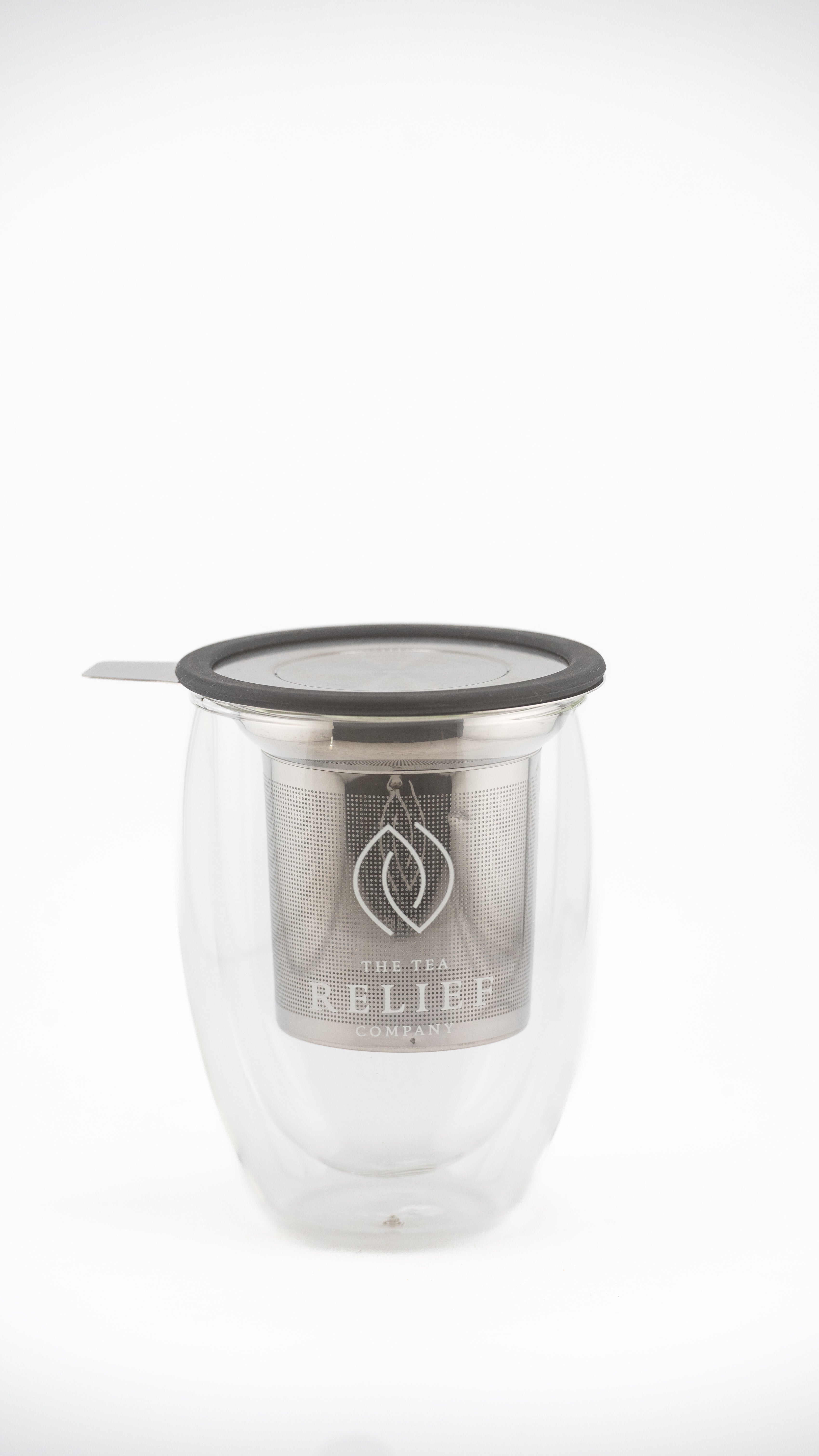 Tea Relief 12oz Glass Infuser Mug Set — with Stainless Steel Infuser & Lid