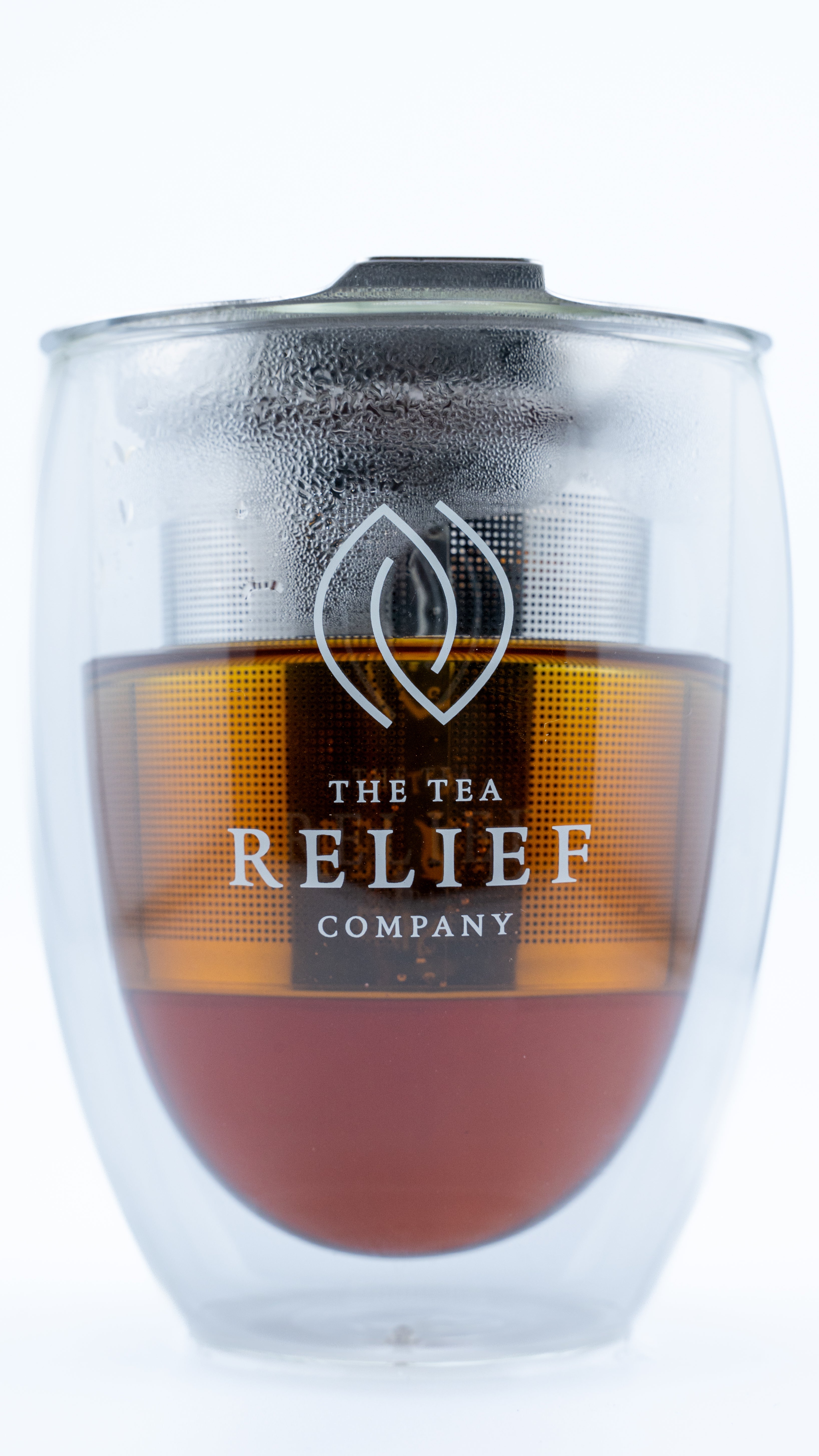 Tea Relief 12oz Glass Infuser Mug Set — with Stainless Steel Infuser & Lid