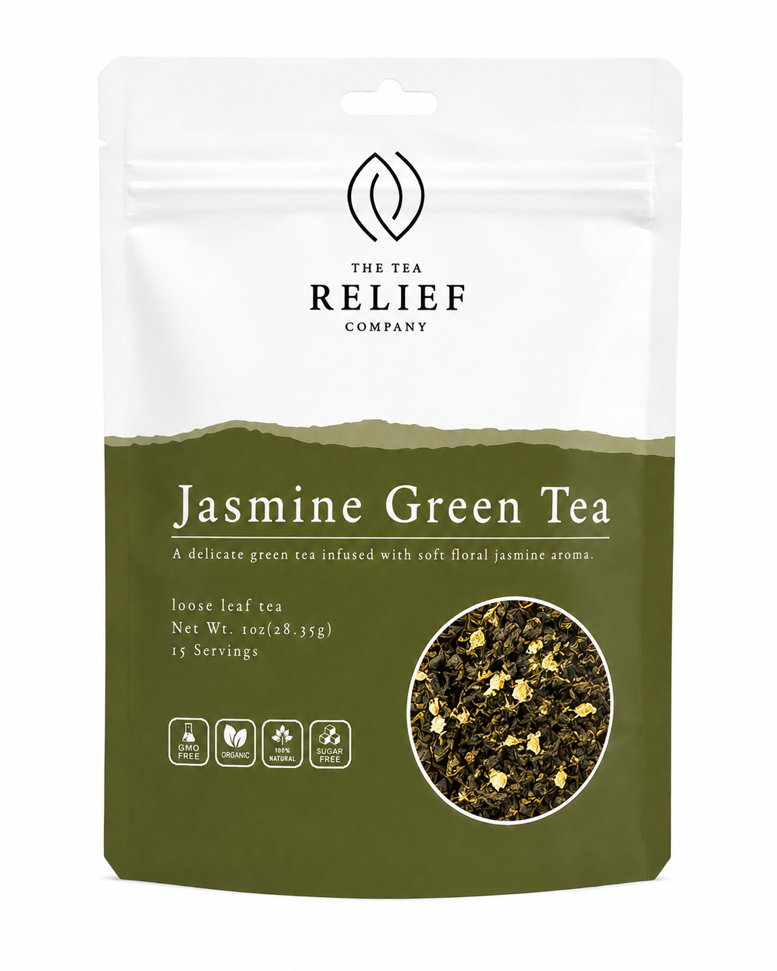 Jasmine Green Tea loose leaf pouch by The Tea Relief Company