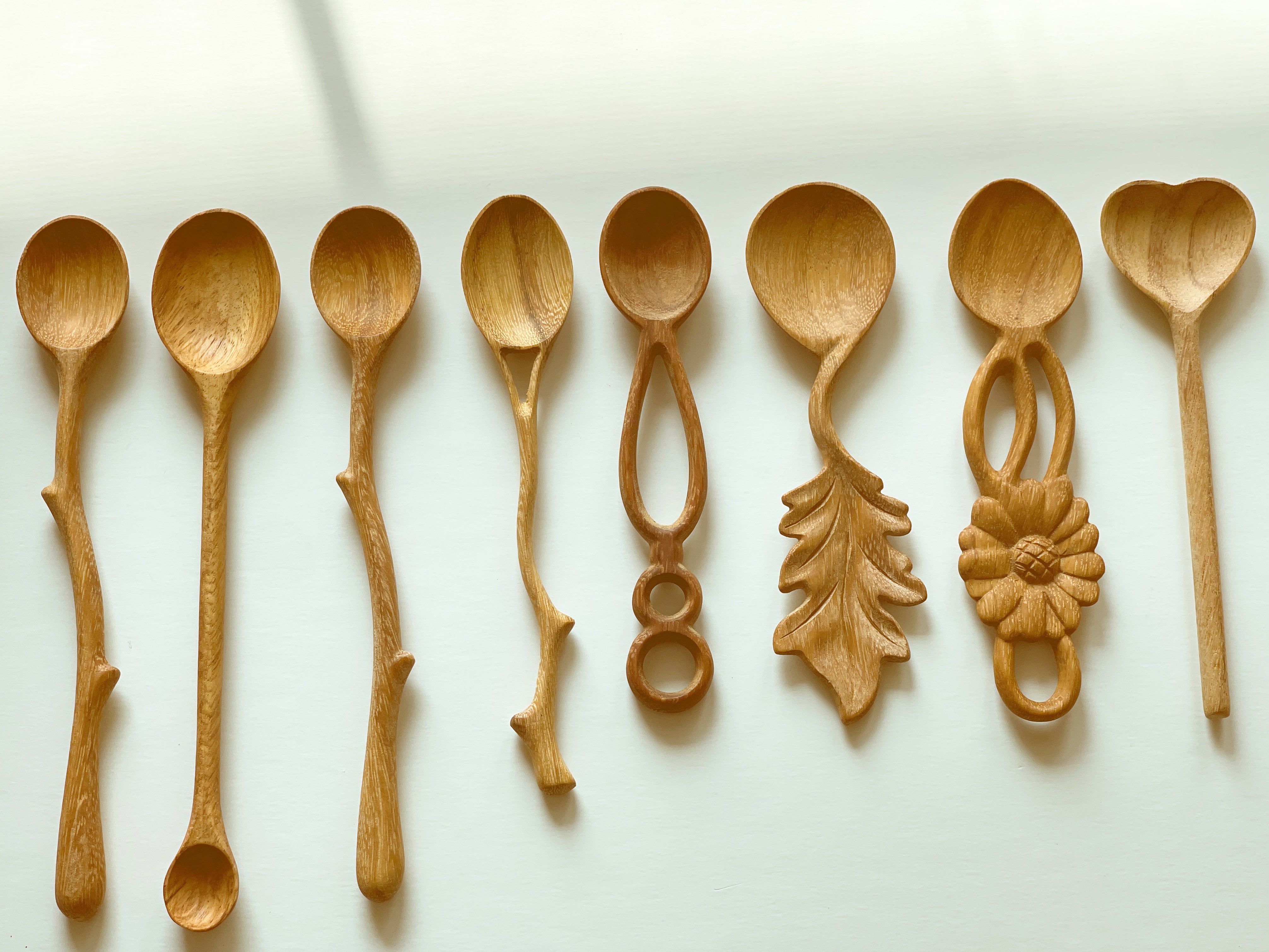 Wooden Tea Scoop Set – Carved Woodland Spoons for Loose Leaf Tea