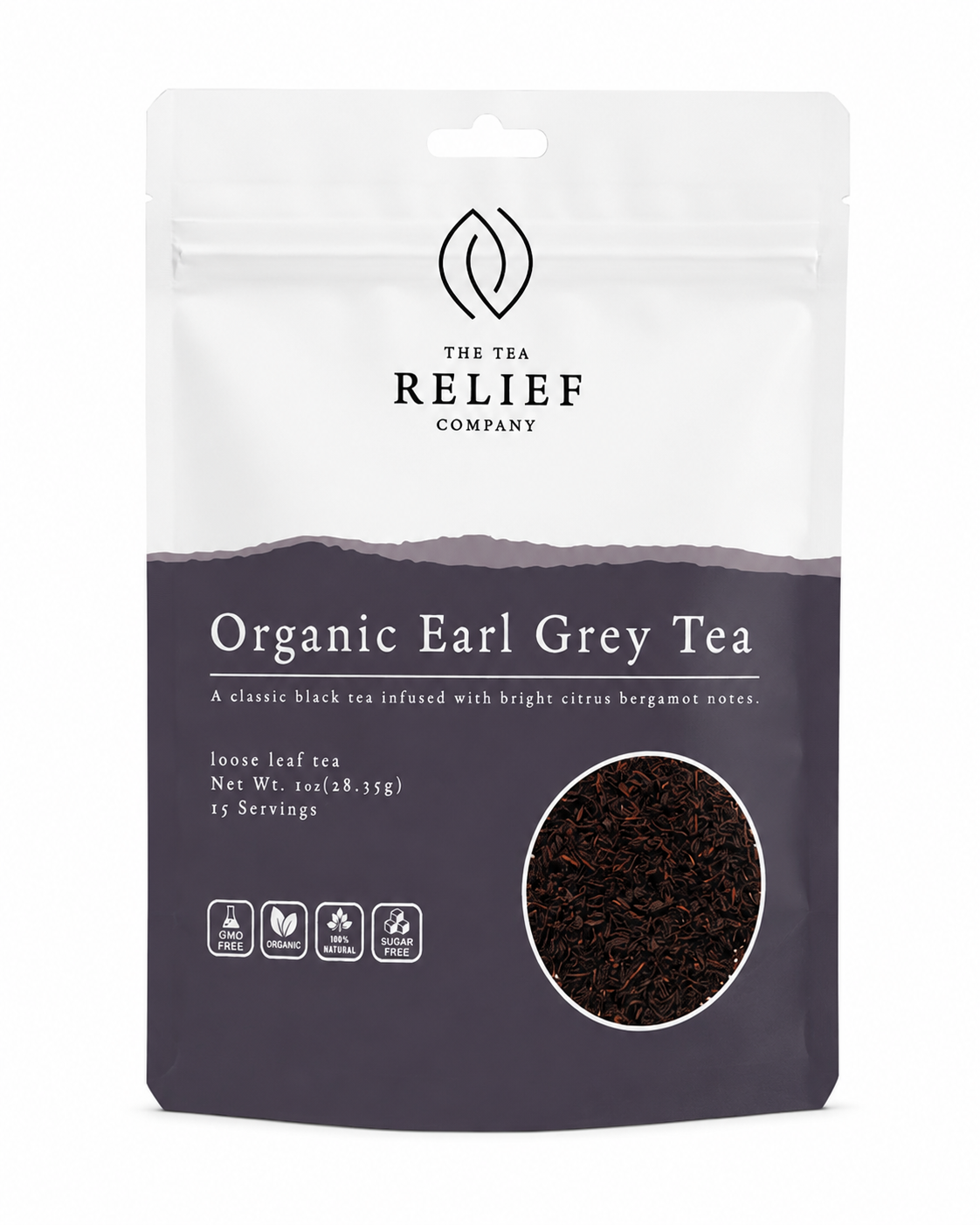 Organic Earl Grey Tea loose leaf pouch by The Tea Relief Company